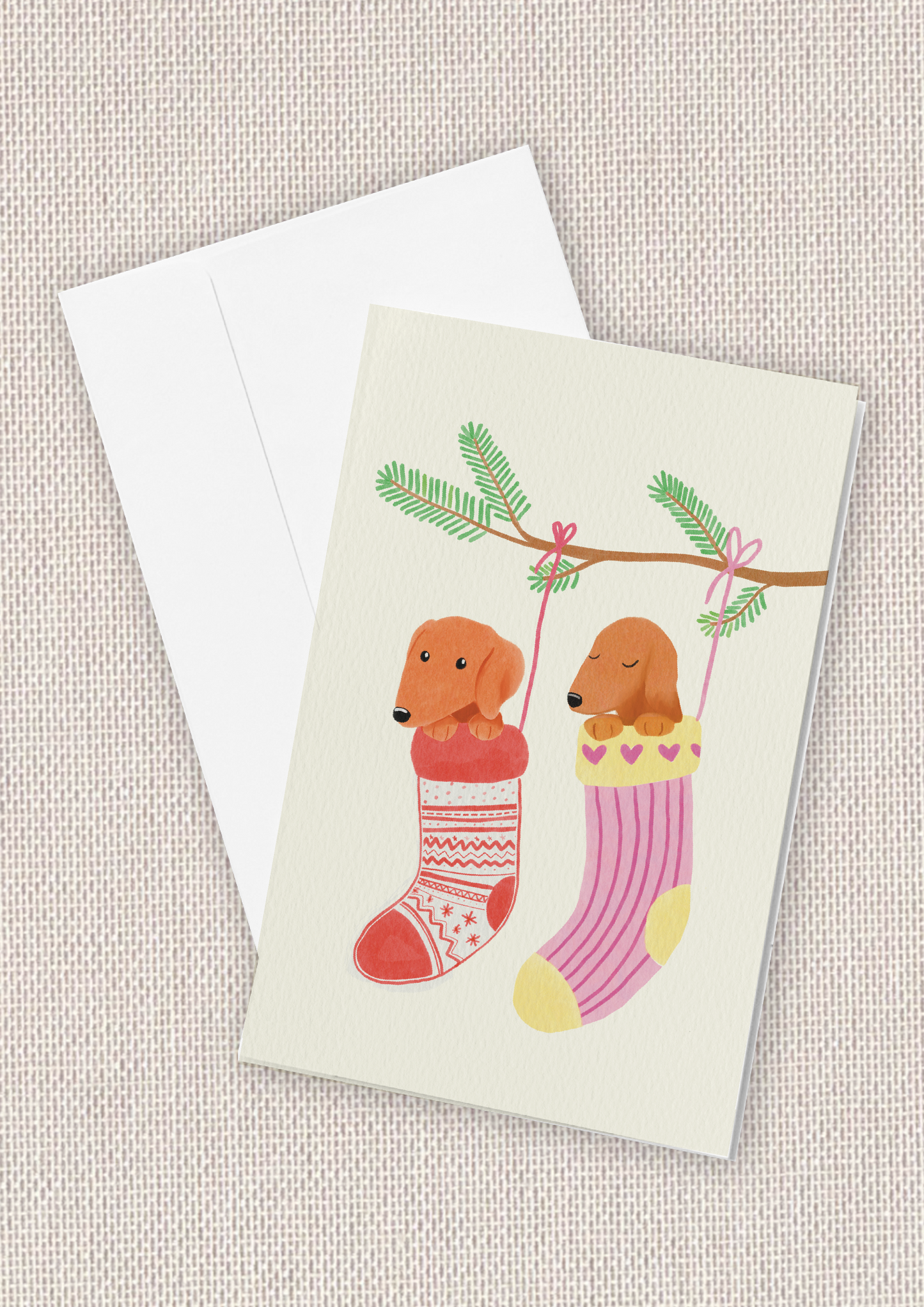 Holly Jolly Stocking Pups Card