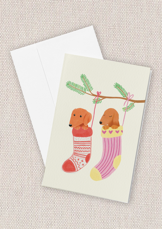 Holly Jolly Stocking Pups Card